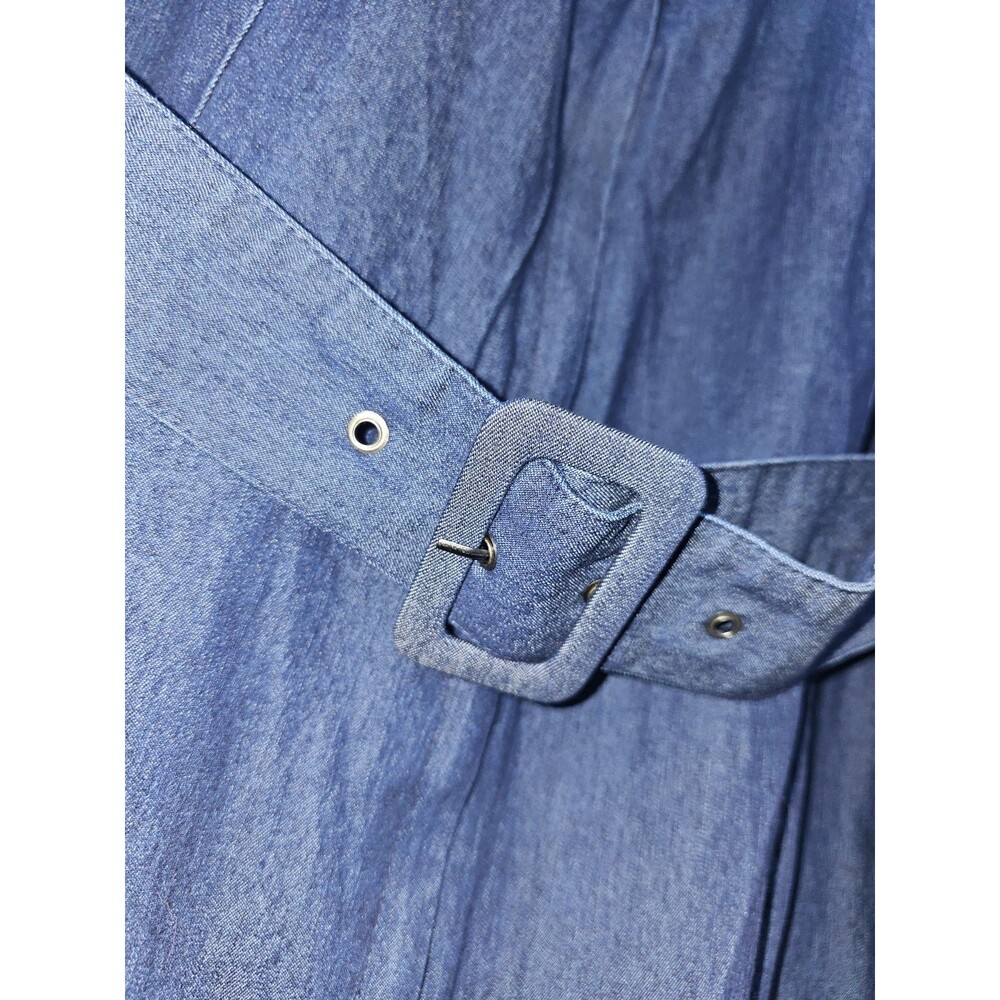Ashley Stewart Woman Plus 18 Denim Jogger Jumpsuit Blue Dark Wash Belt Full Zip - Picture 9 of 15